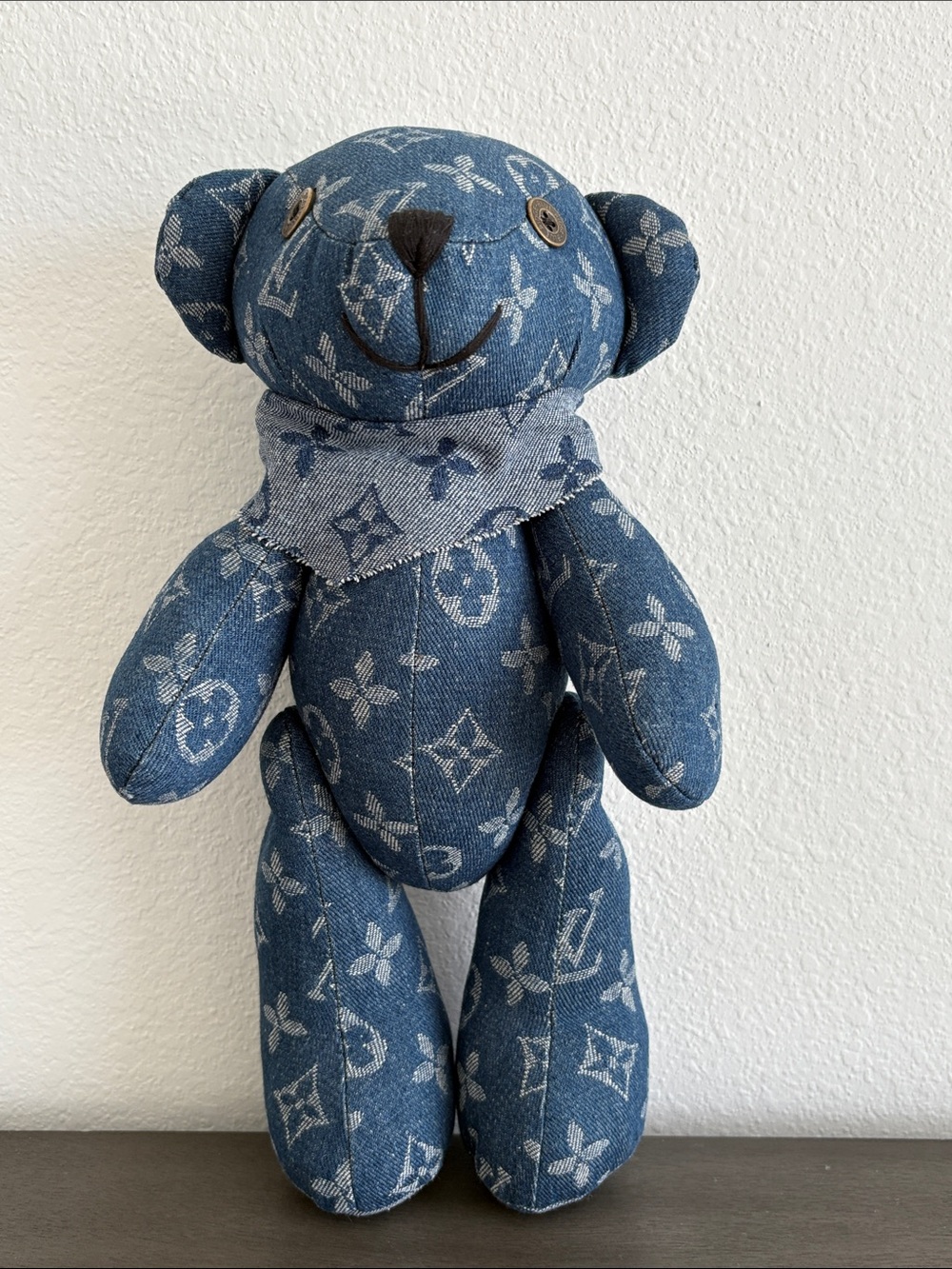 Blue Patterned Teddy Bear Home Accent